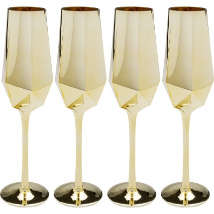 Champagne Glass Diamond gold (4/Set) Kare Design