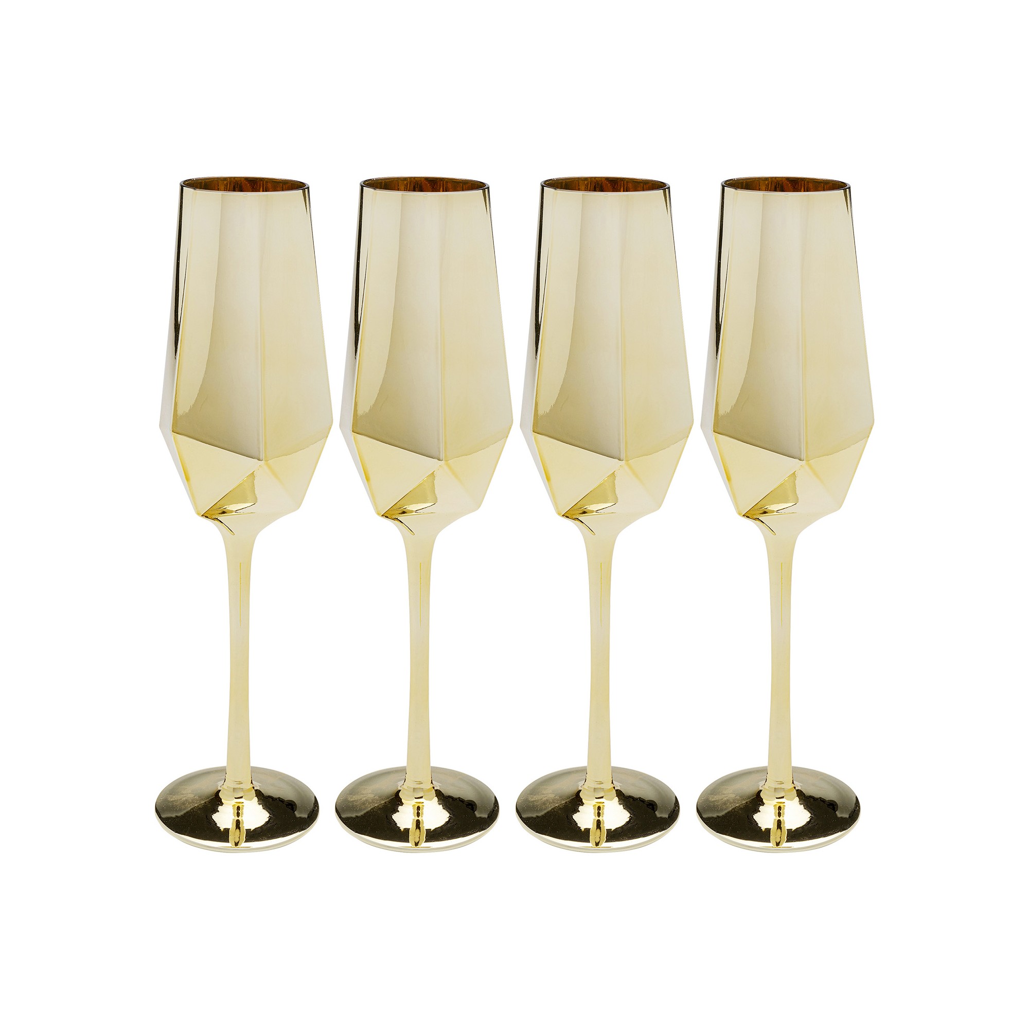 Champagneglazen Diamond goud (4/Set) Kare Design