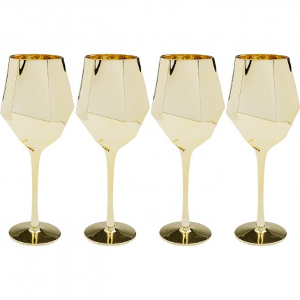 Wine Glass Diamond gold (4/Set) Kare Design