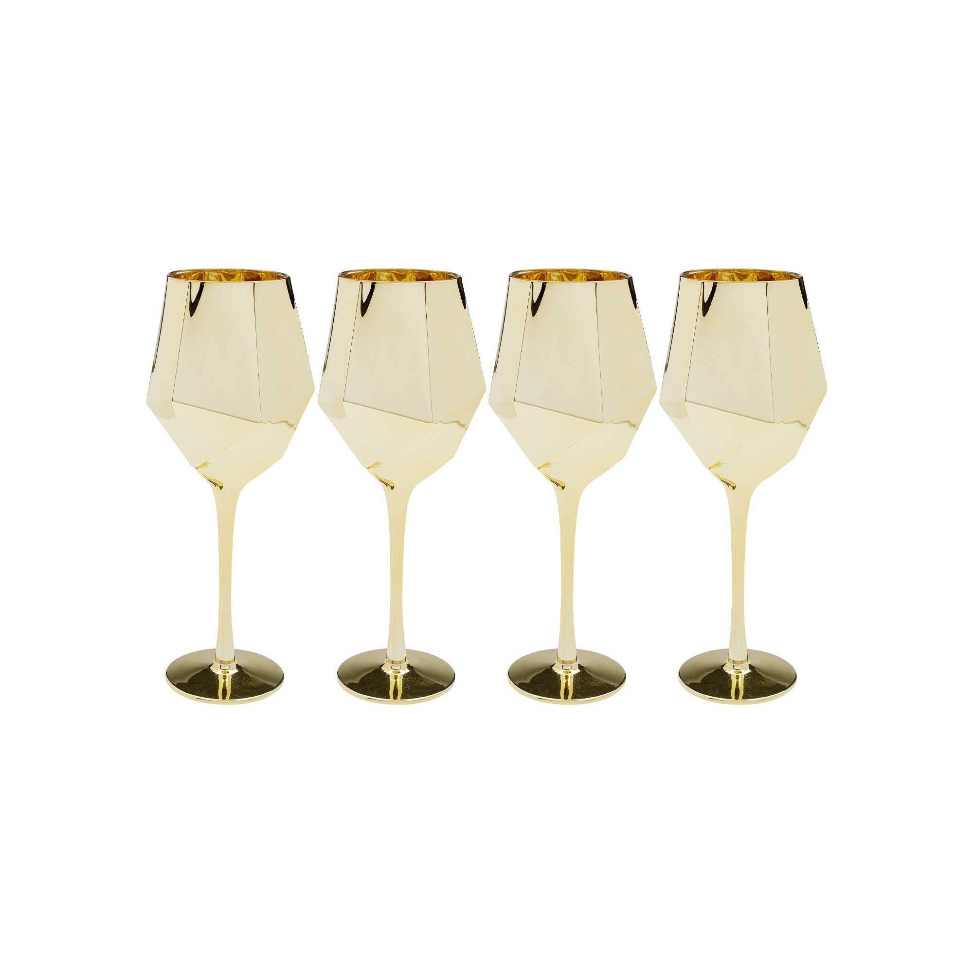 Wine Glass Diamond gold (4/Set) Kare Design