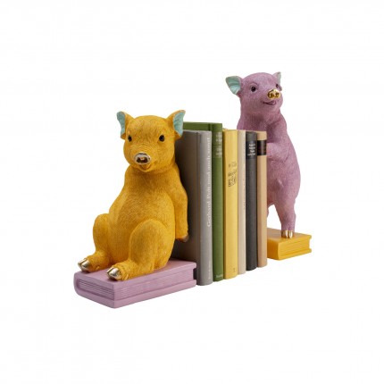 Boekensteun geel en paars varkens (2/Set) Kare Design