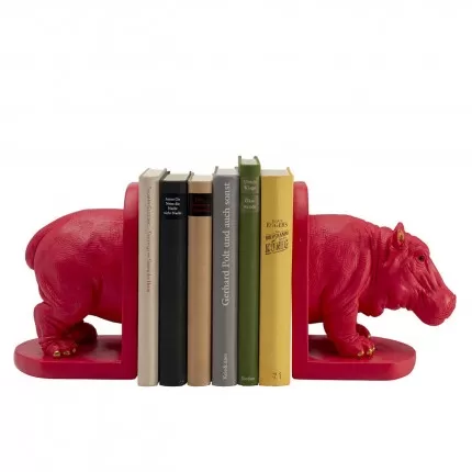 Boekensteun roze nijlpaard (2/Set) Kare Design