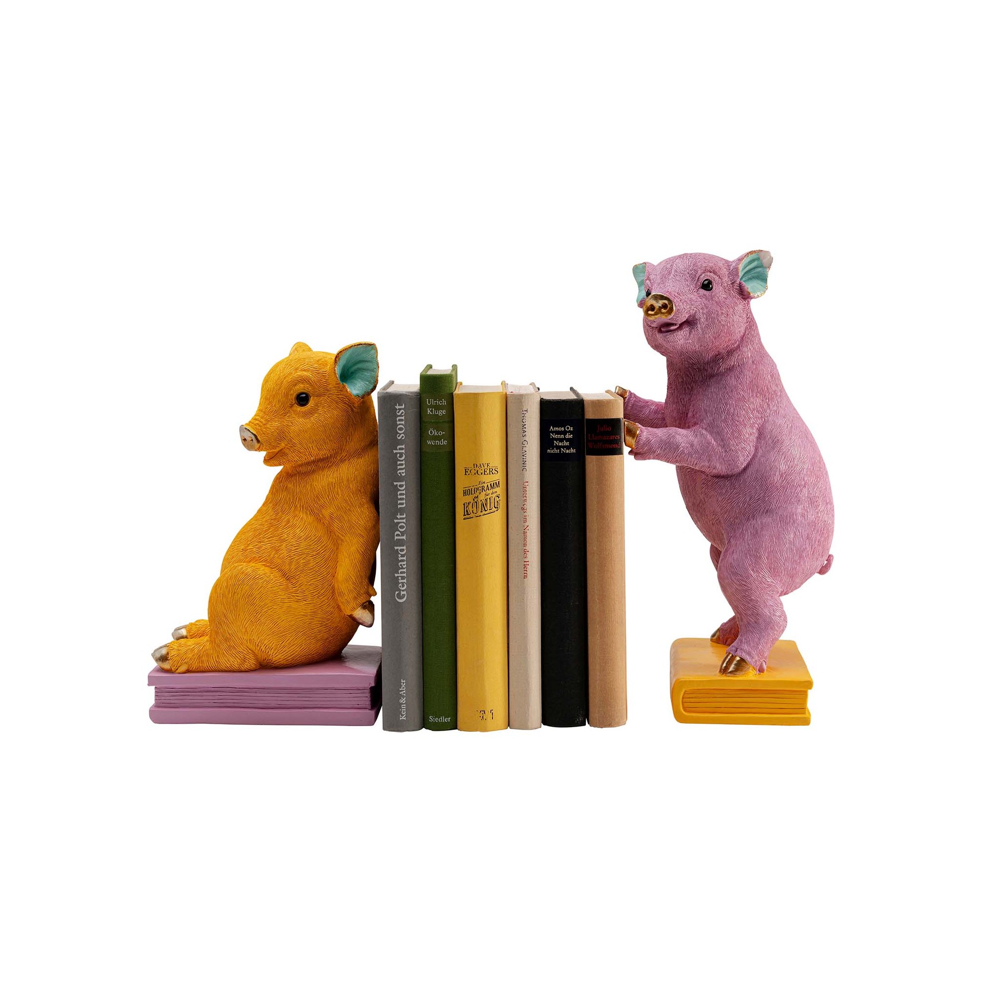 Bookend yellow and purple pigs (2/Set) Kare Design