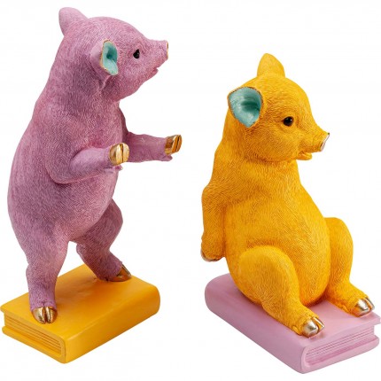 Bookend yellow and purple pigs (2/Set) Kare Design