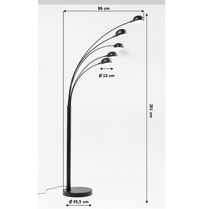 Vloerlamp Five Fingers 201cm zwart matt Kare Design