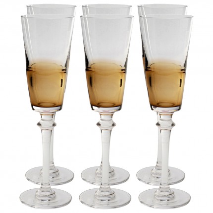 Champagne Glass Mimi amber (6/set) Kare Design