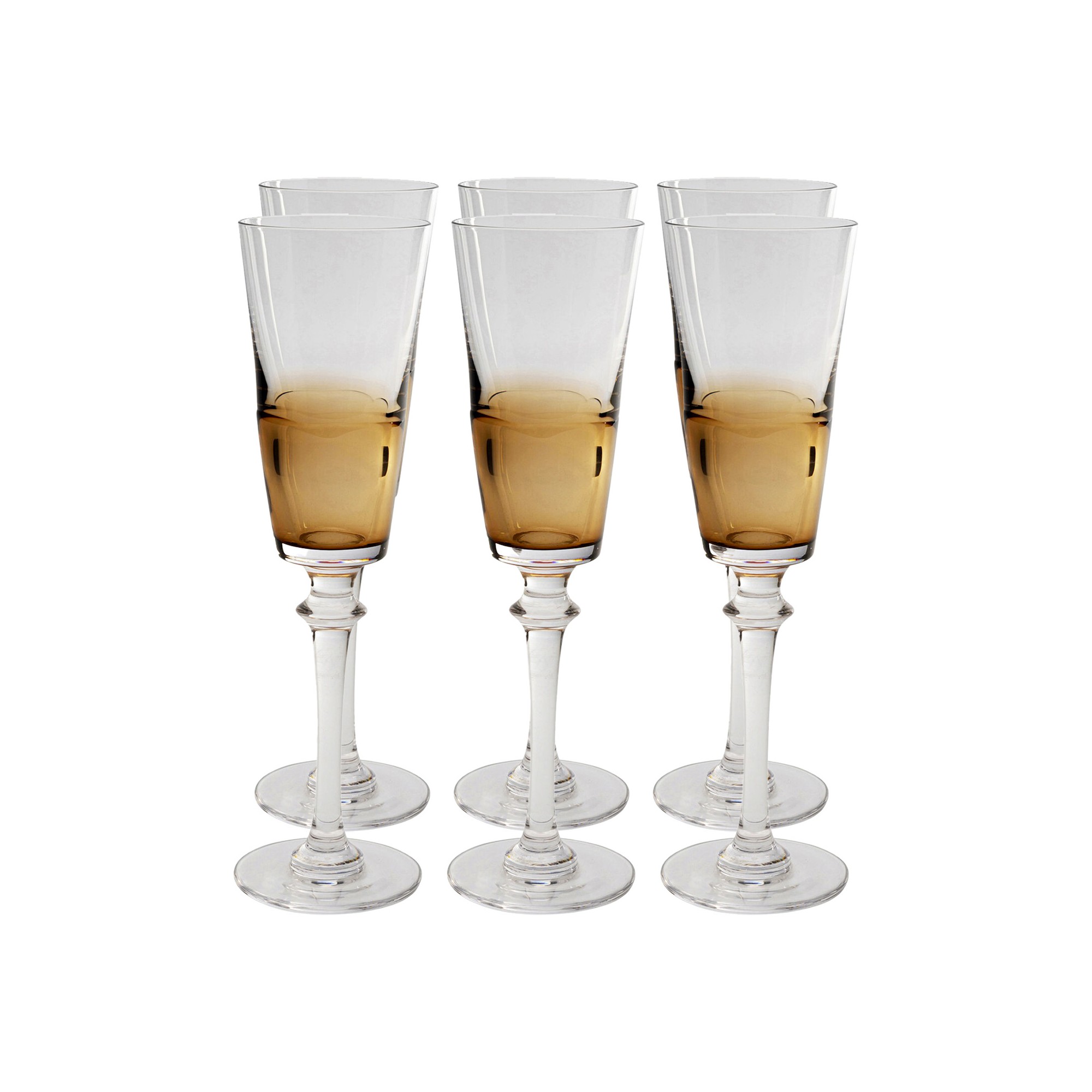 Champagne Glass Mimi amber (6/set) Kare Design