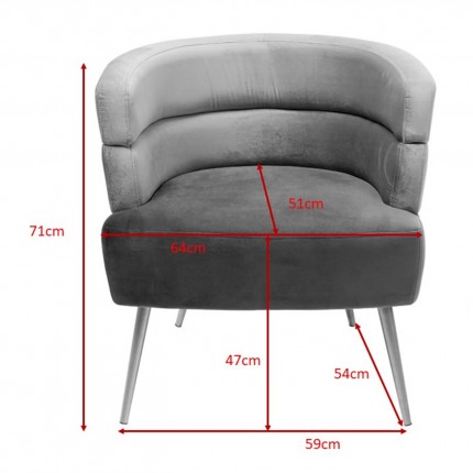 Armchair Sandwich velvelt grey Kare Design