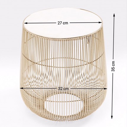 Bijzettafel Beam Wit Marmer Messing Ø32cm Kare Design