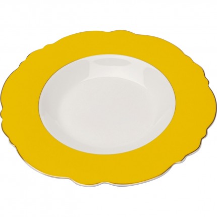 Plate Deep Harlequin Ø23cm yellow (6/set) Kare Design