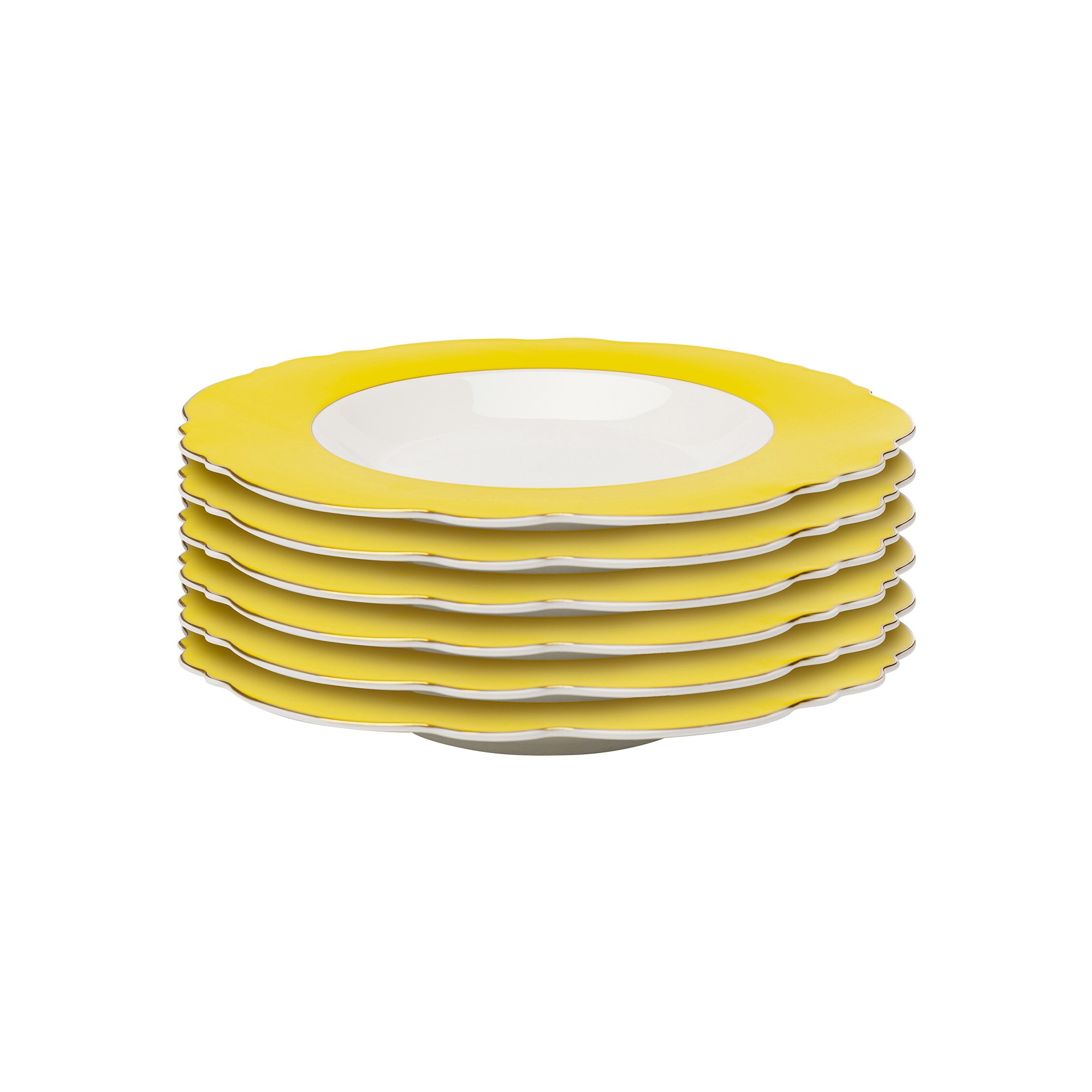 Plate Deep Harlequin Ø23cm yellow (6/set) Kare Design