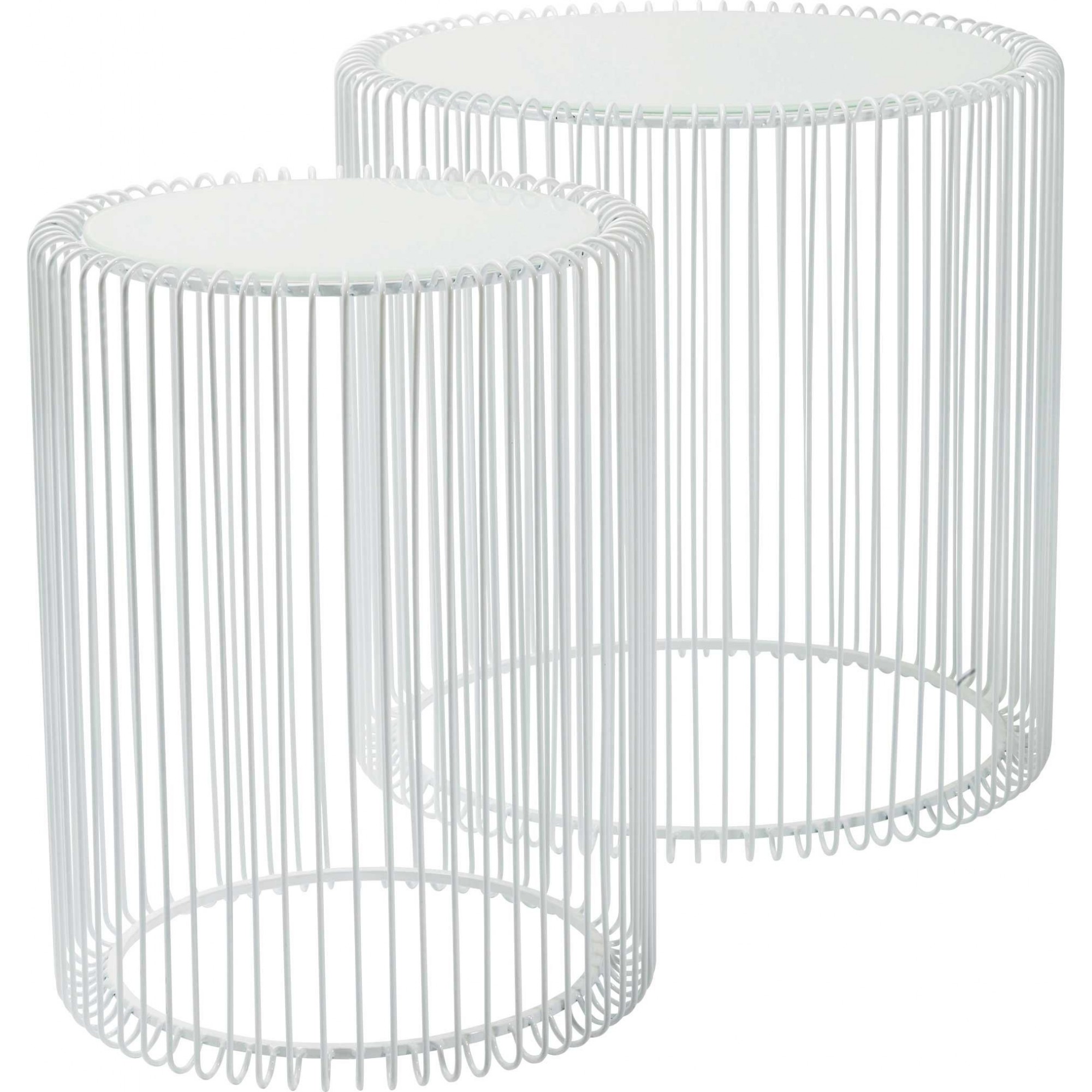 Tables d'appoint Wire blanches set de 2 Kare Design