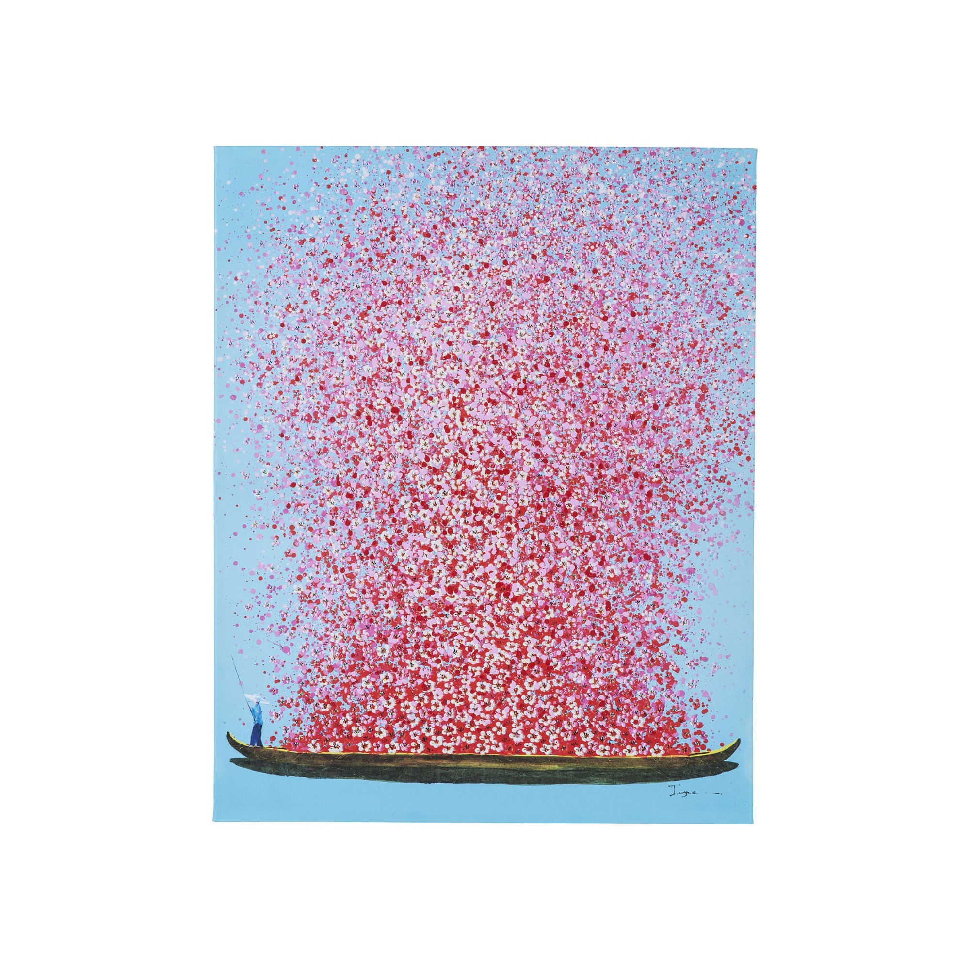 Picture Touched Flower Boat Blue Pink 100x80cm Kare Design