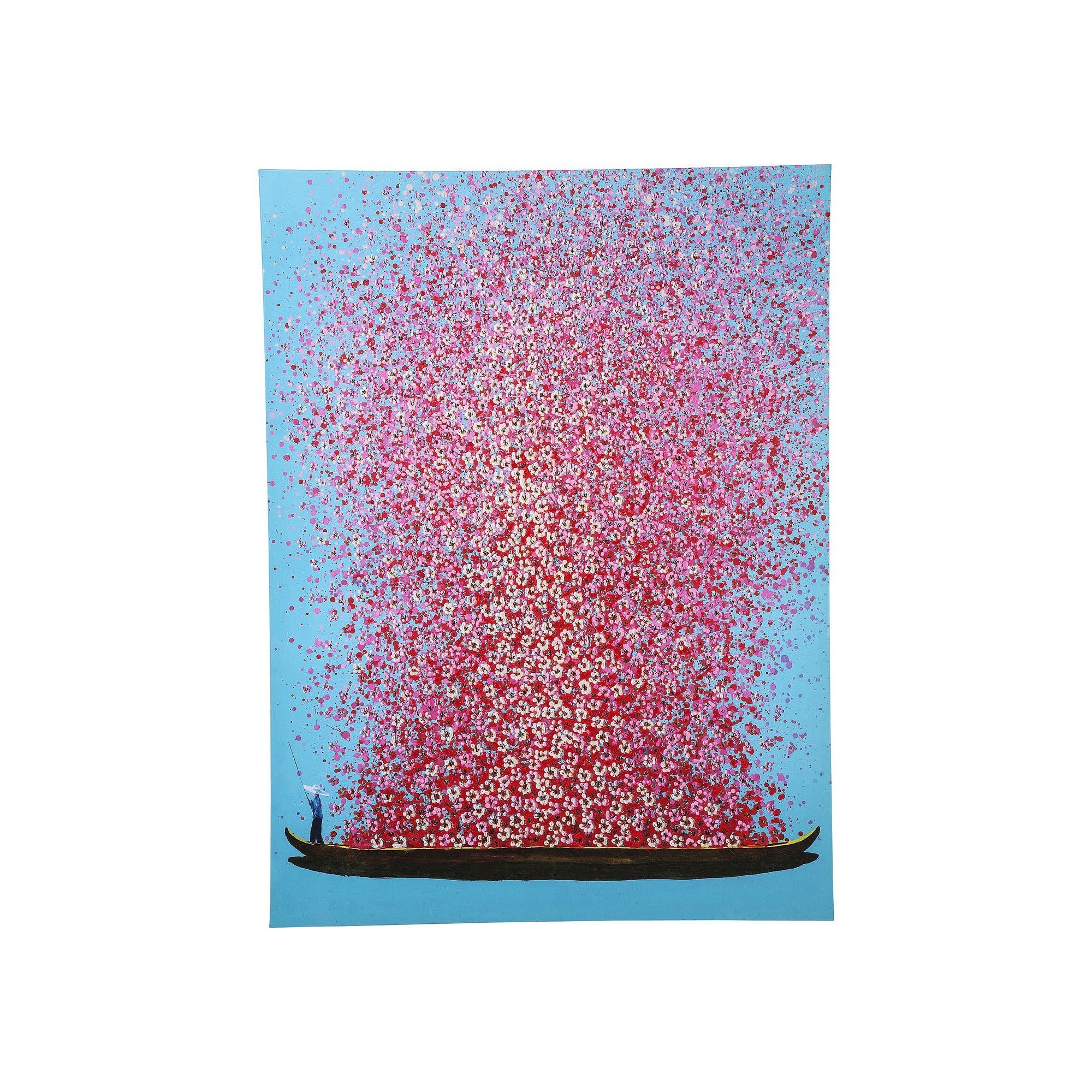 Picture Touched Flower Boat Blue Pink 160x120cm Kare Design