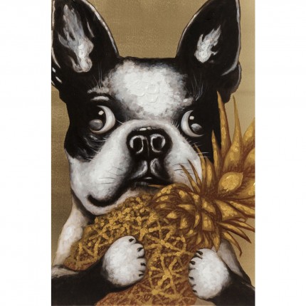 Schilderij Touched hond en ananas 80x80cm Kare Design