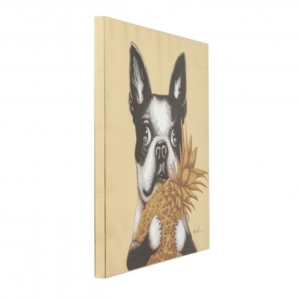 Picture Touched dog with pineapple 80x80cm Kare Design