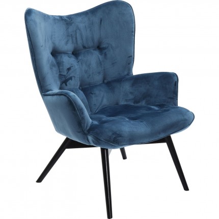 Armchair Black Vicky Velvet Bluegreen Kare Design