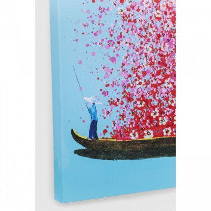 Schilderij Flower Boat 100x80cm blauw en roze Kare Design