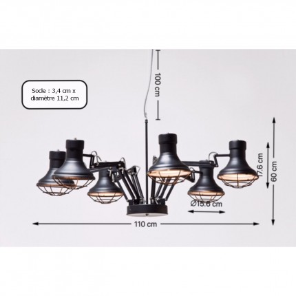 Hanglamp Spider Multi 6-lite Kare Design