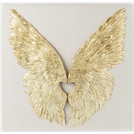 Wall Decoration Wings 120x120cm gold and white Kare Design