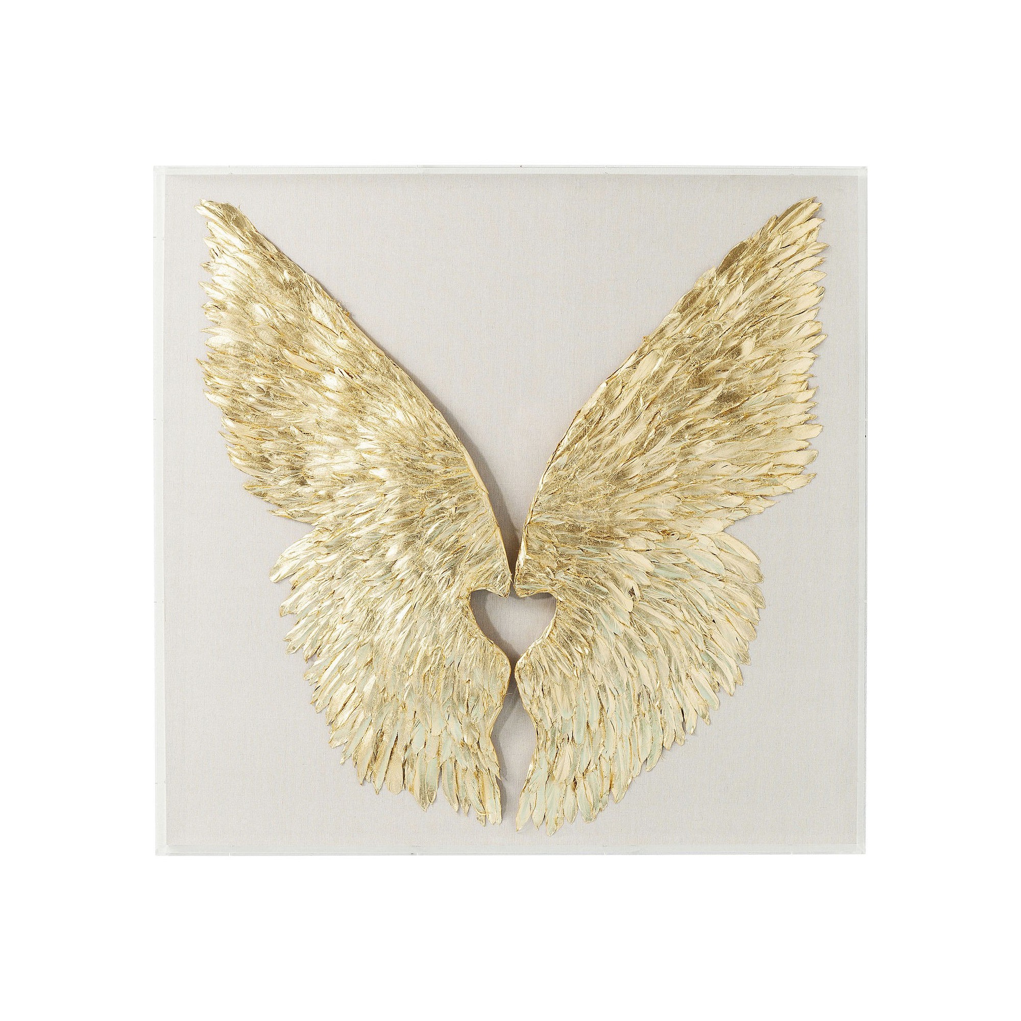 Wall Decoration Wings Gold White 120x120cm Kare Design