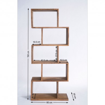 Bookshelf Authentico Zig Zag 150x60cm Kare Design