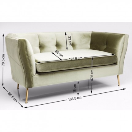 Sofa Rimini Green 2-Seater 160cm Kare Design