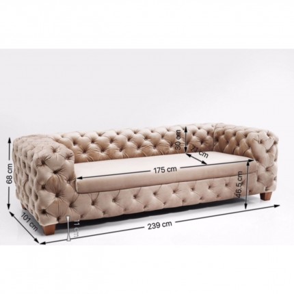 Sofa Desire 3-Zits fluweel creme Kare Design