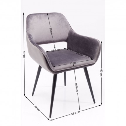 Chair with armrests San Francisco Grey Kare Design