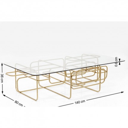 Coffee Table Meander Gold 140x80cm Kare Design