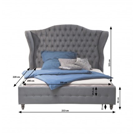 Bed City Spirit grijs 180x200cm Kare Design