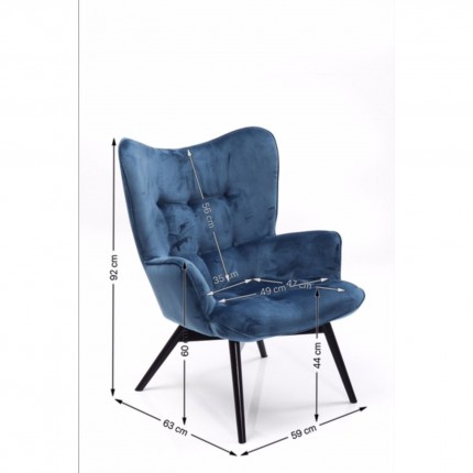 Fauteuil Vicky fluweel olieblauw Kare Design