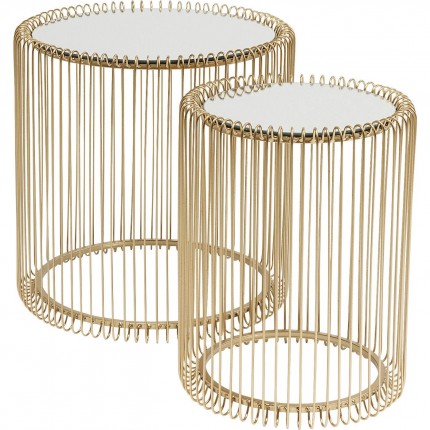 Side Table Wire Brass (2/Set) Ø44cm Kare Design