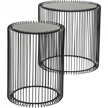 Bijzettafel Wire Zwart (2/Set) Ø44cm Kare Design