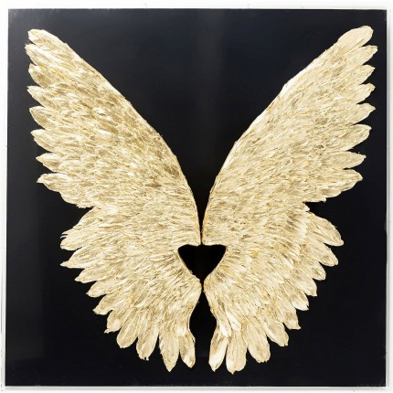 Wall Decoration Wings gold and black 120x120cm Kare Design