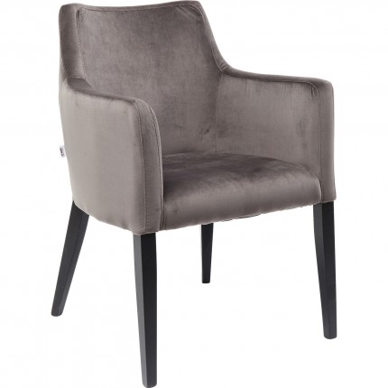 Chair with armrests Mode velvet grey black feet Kare Design