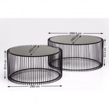 Coffee Table Wire Black (2/Set) Kare Design