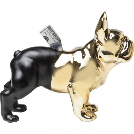 Spaarpot bulldog goud en zwart Kare Design