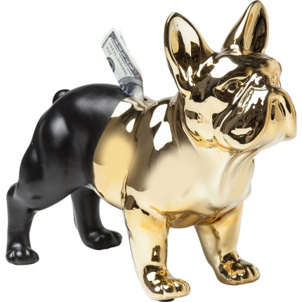 Spaarpot bulldog goud en zwart Kare Design