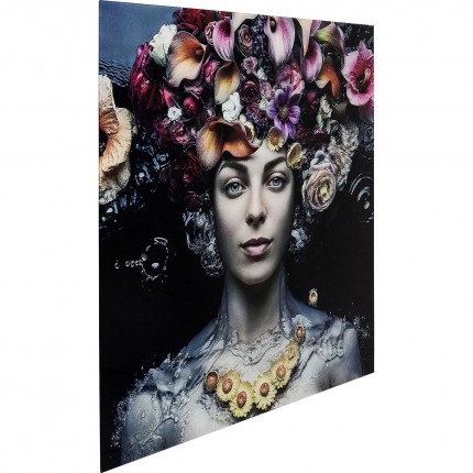 Picture Glass Flower Art Lady 120x120cm Kare Design