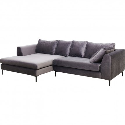 Corner Sofa Black Gianna Velvet Grey Left Kare Design