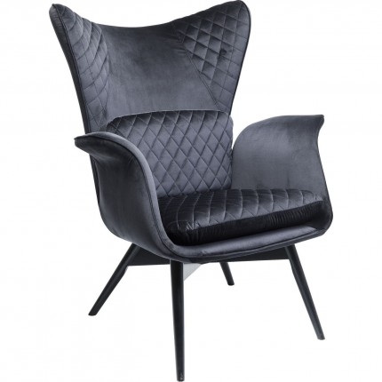 Armchair Tudor Velvet Black Kare Design