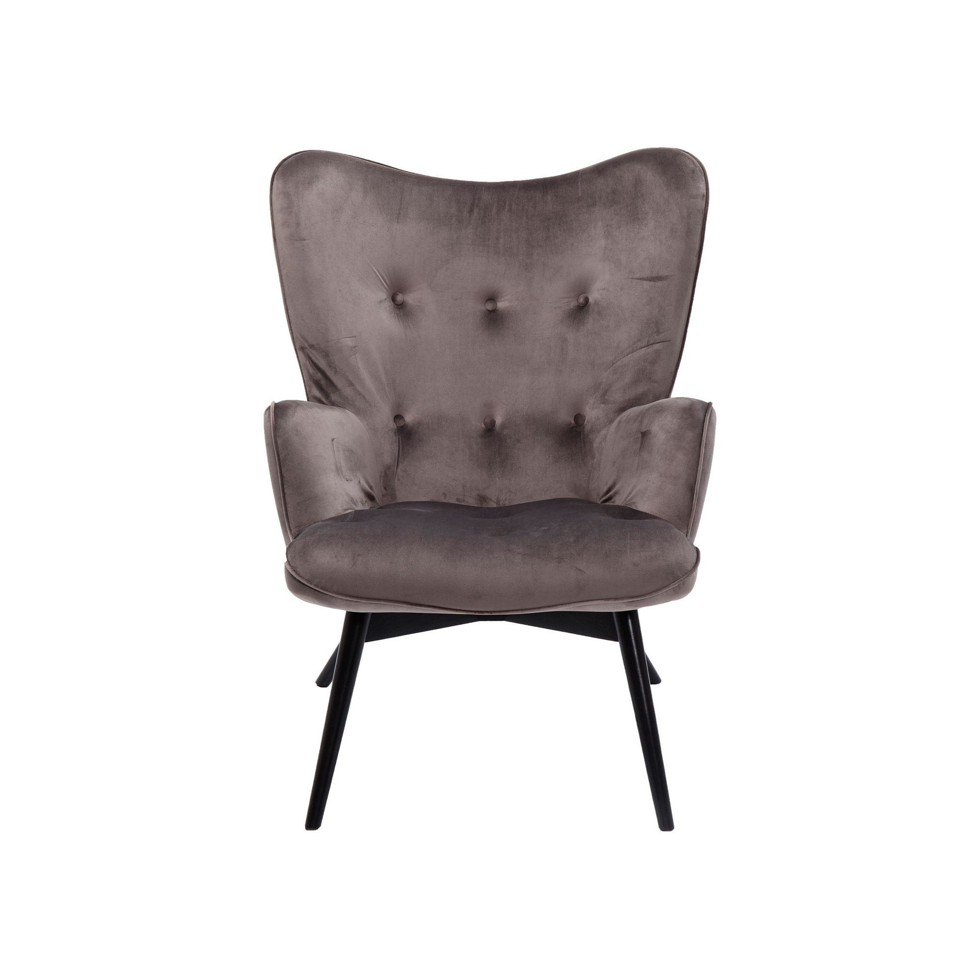 Armchair Black Vicky Velvet Grey Kare Design