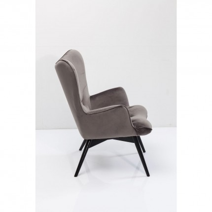 Armchair Black Vicky Velvet Grey Kare Design