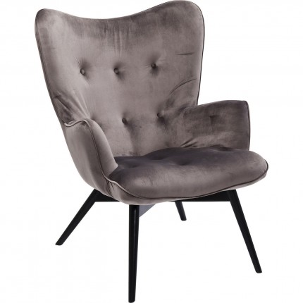 Fauteuil Vicky fluweel grijs Kare Design