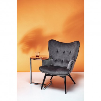 Armchair Black Vicky Velvet Grey Kare Design