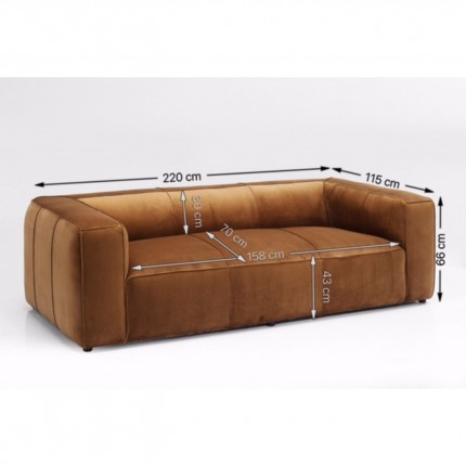 Sofa Cubetto 3-Zits Velvet Bruin Kare Design