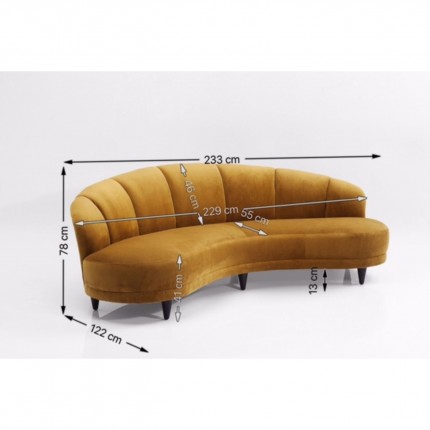 Sofa Dschinn 3-Zits fluweel oker Kare Design