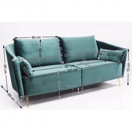 Sofa Vegas Forever 3-Zits blauwgroen Kare Design