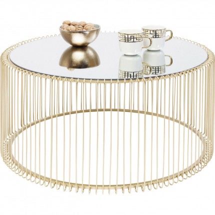 Coffee Table Wire Uno Brass Ø80cm Kare Design